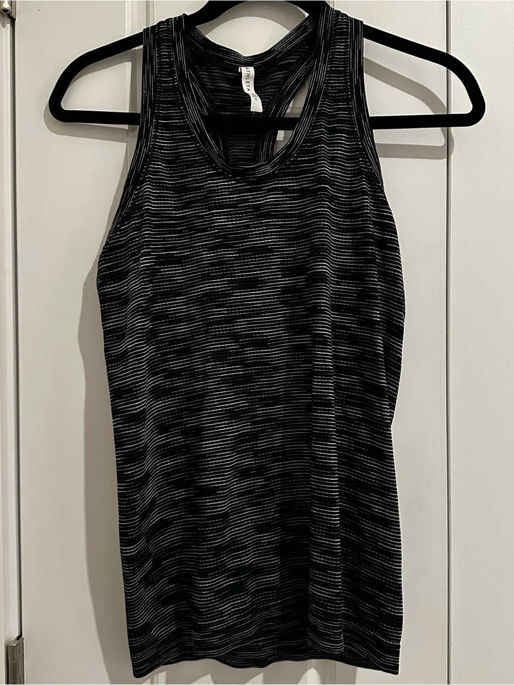 Athleta Black & Gray Striped Racerback Tank